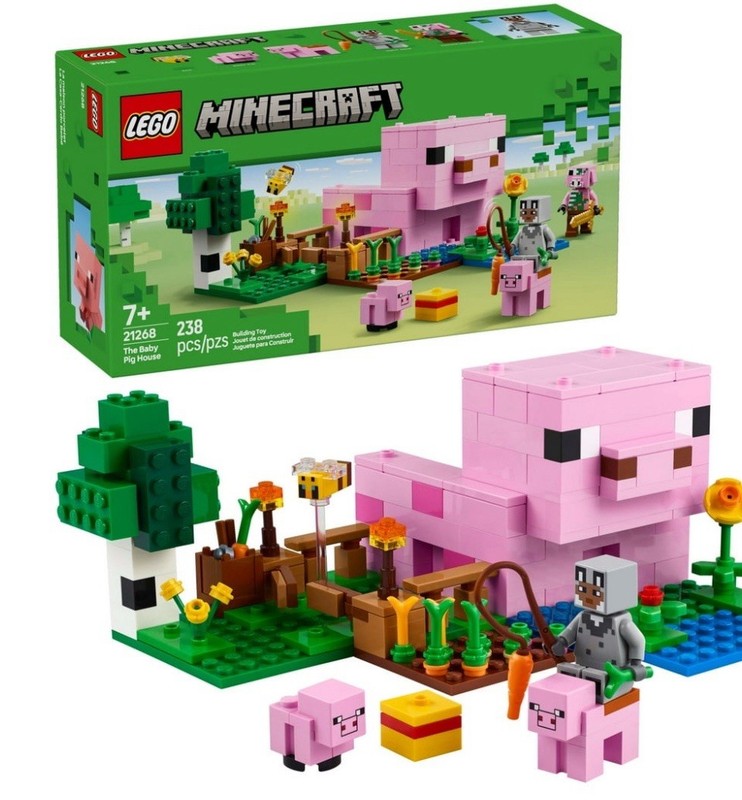 LEGO Minecraft 21268 The Baby Pig House Set, Pig Character, 238 pcs