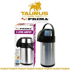 3L PRIMA STAINLESS STEEL AIRPOT HOT TEA COFFEE DRINKS PUMP VACUUM FLASK JUG UK