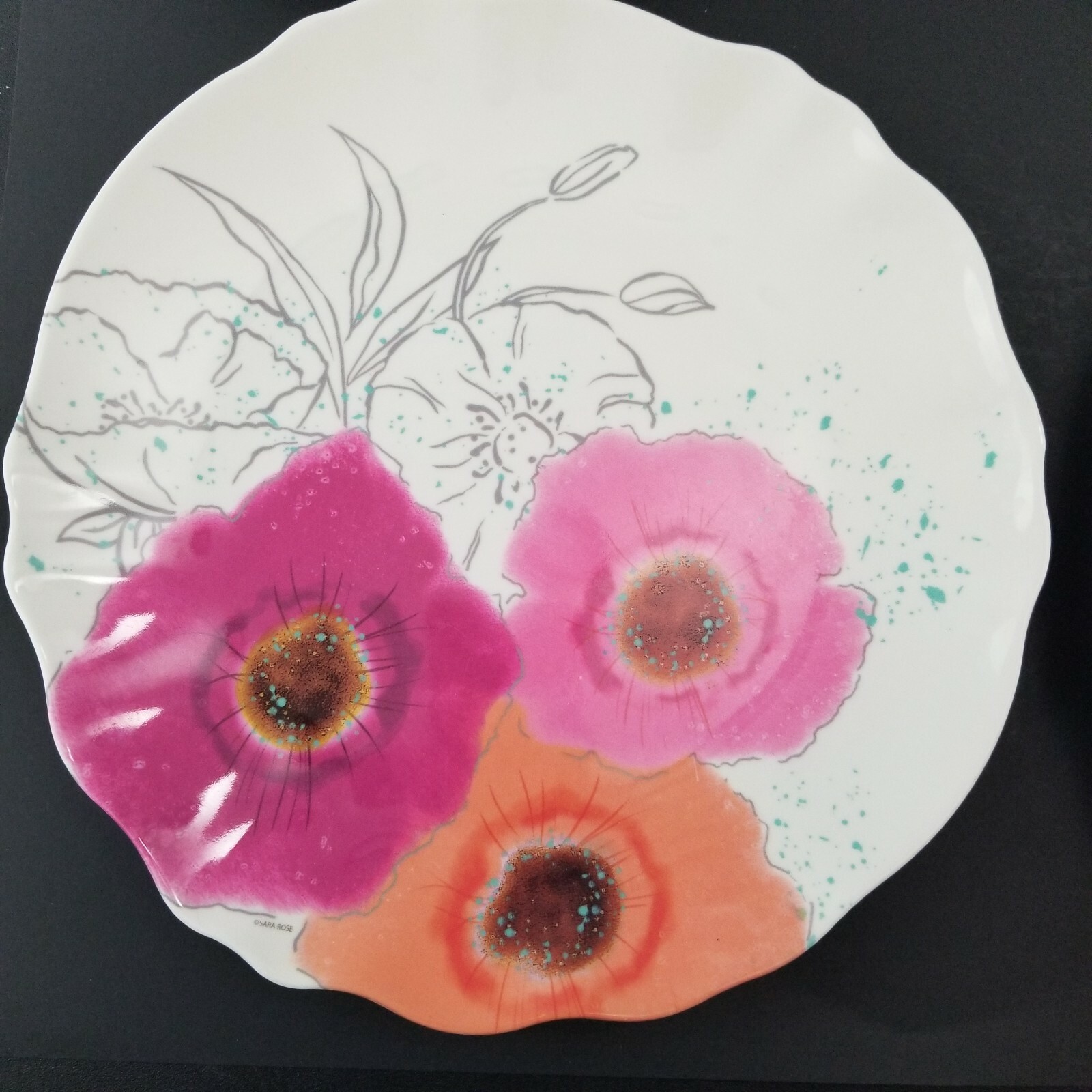 Set of 4 Zak! Sara Rose Melamine Dinner Plates 10"