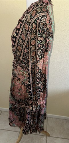 Cienna Bohemian Design Silk Dress Womens XLarge Multicolour Floral 3/4 Sleeve - Picture 4 of 12