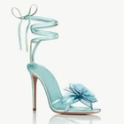 Womens Pointed Toes Fashion Sandals Fine Heels High Heels Wrapping Straps Shoes