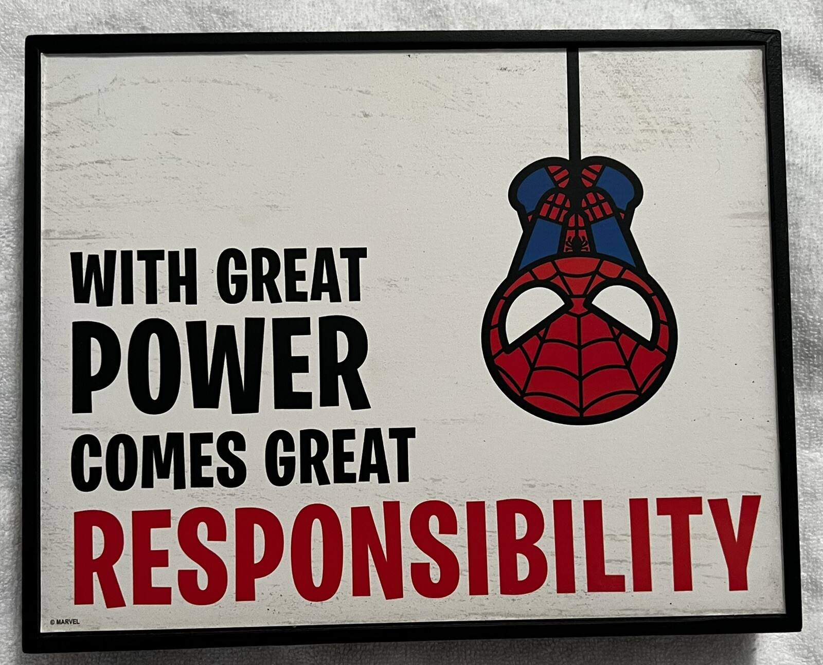 Spider Man Marvel Wooden Wall Artwork Decor 10”x8” With Great Power eBay