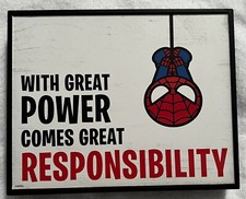 Spider Man Marvel Wooden Wall Artwork Decor 10  x8  With Great Power