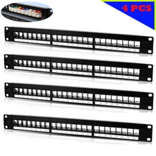4x 24 Port Keystone Jack Blank Patch Panel Plate Cat5/5e Cat6 Cat6a RJ-45 19"