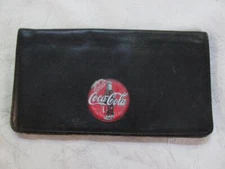 Vintage Coca-Cola Black Leather Vest/Biker Wallet - Red Bottle Logo Front - EXC!