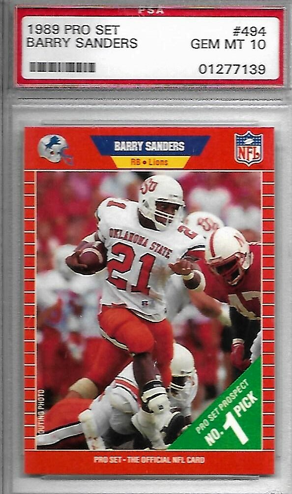 1989 Pro Set Barry Sanders ROOKIE RC #494 PSA 10 GEM MINT | eBay