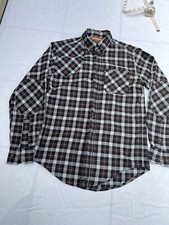 Ball & Buck plaid button down shirt made in USA size small navy/brown