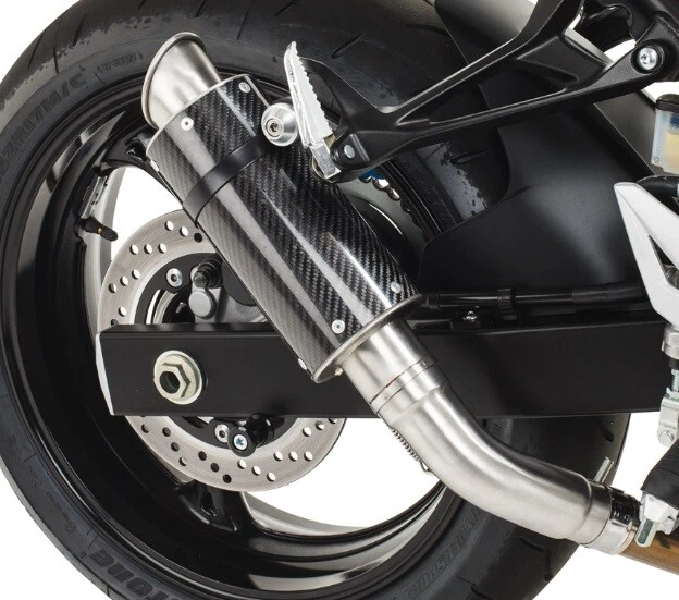 Silenciador de escape deslizable de fibra de carbono Hotbodies MGP para Suzuki GSX-S 750 2015-21 Foto 3 de 3