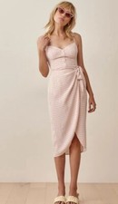 Reformation Rianne Midi Summer Cocktail Dress in Check Sz 0