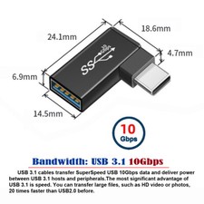 CABLECY USB-C Type-C to USB 3.0 Female OTG Adapter Right Angled 90 Degree