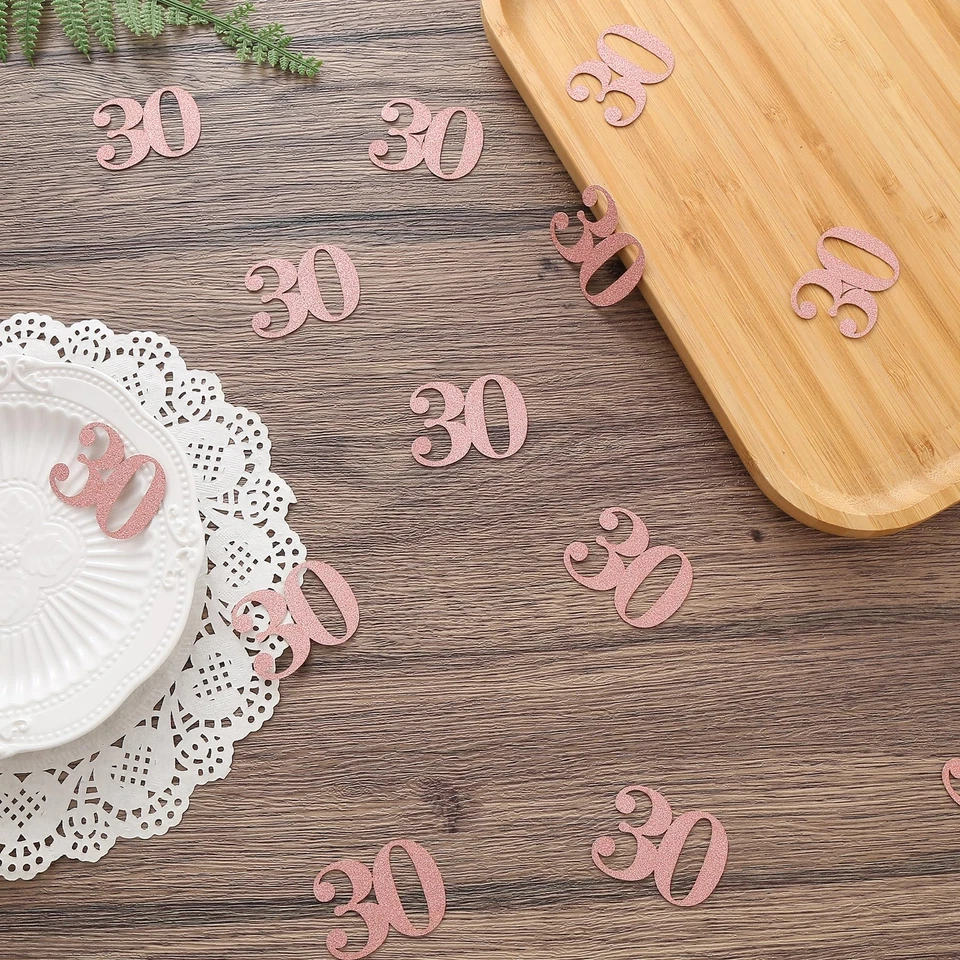 Confeti 30 Cumpleaños Oro Rosa Número 30 Mesa Decoraciones Aniversario Foto 2 de 4