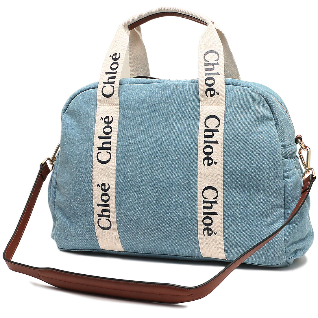 CHLOE Boston Bag Mother's Bag C20191 Z10 Cotton DENIM BLUE CHLOE Boston Bag Mother's Bag C20191 Z10 Cotton DENIM BLUE