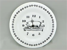 Square Nest Primative Rustic Country Farmhouse Pig Barn Animal Stoneware Clock