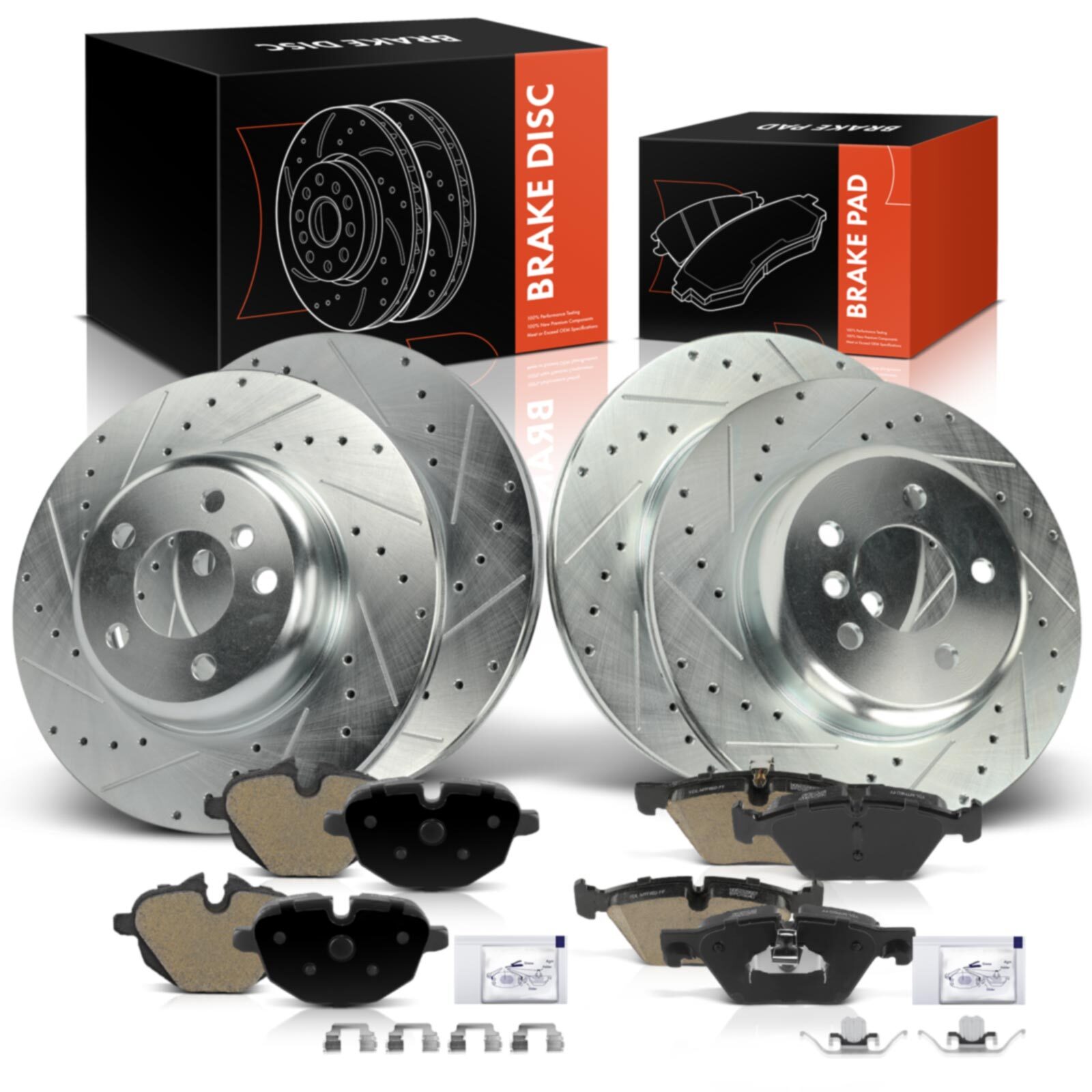 12x Front & Rear Drilled Brake Rotors & Brake Pads for BMW F10 528i 528i xDrive