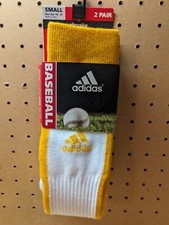 Adidas Rivalry Baseball Socks Youth 13C-4Y Climalite Unisex White Yellow New