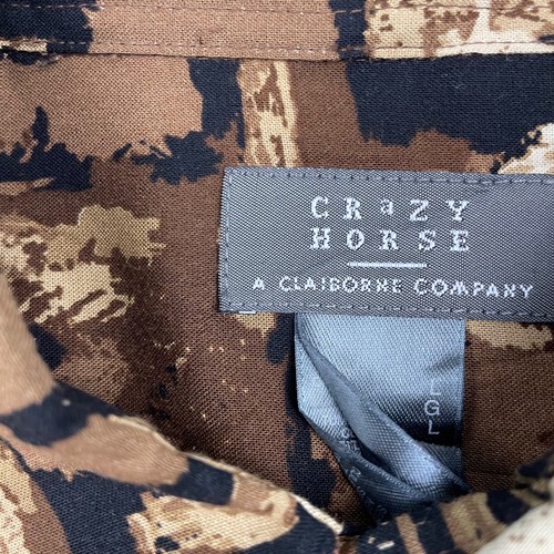 CRAZY HORSE Brown Funky Print Short Sleeve Summer Shirt , Size L - Picture 6 of 6
