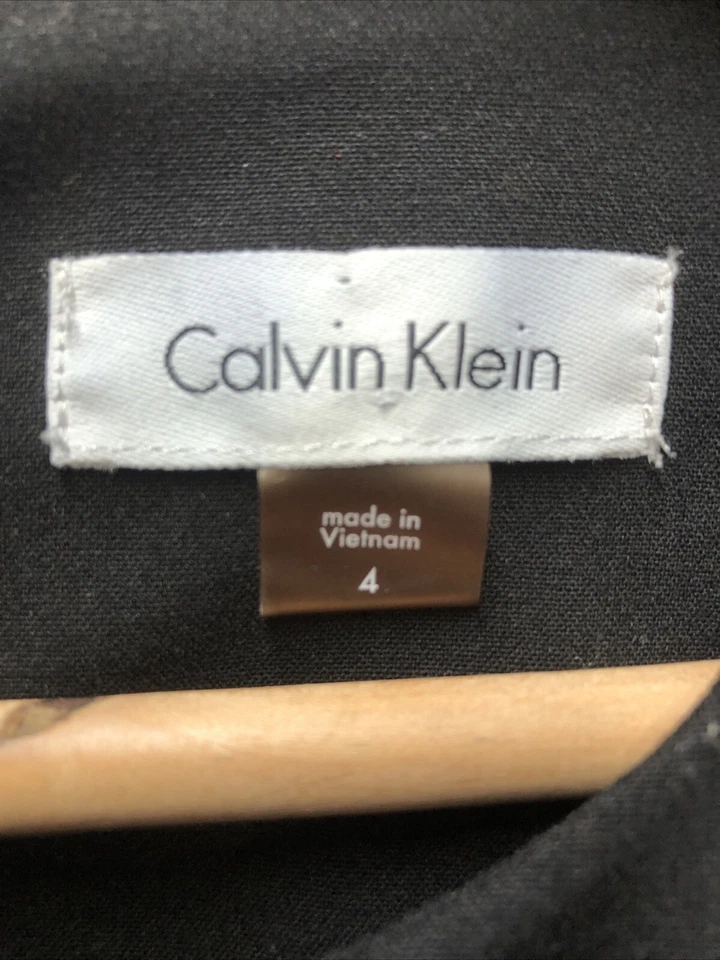 Calvin Klein Womens Panel Dress Size 4 Black Faux Leather Trimming Sleeveless - Image 3 of 4