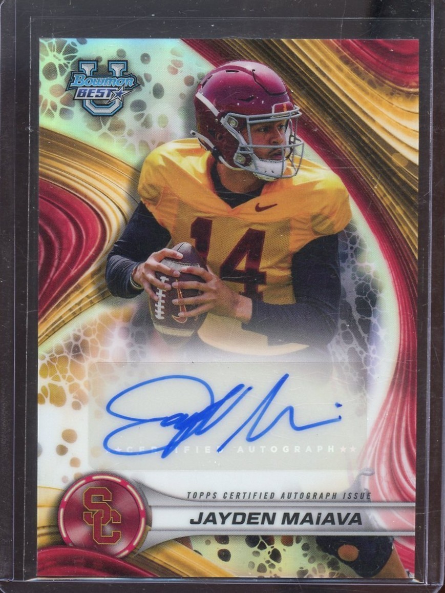 2024 Bowman Best University Jayden Maiava REFRACTOR Rookie Auto #BOA-JMA TROJANS