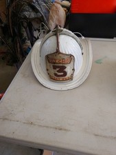 Vintage Cairns & Bros Asst. Chief #3 East End Leather Badge Fire Tin Helmet