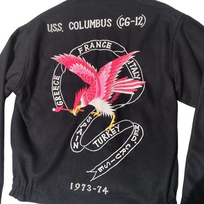 USS Columbus CG-12 Mediterranean Cruise Souvenir Naval Jacket 1973-74 ''Pete''