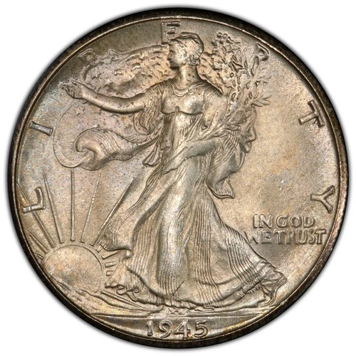 1945-D Walking Liberty Half Dollar 50c PCGS MS66 Superb Gem - Gold Shield