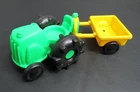 VTG Fisher Price 1995 Chunky Little People Green Farm Tractor Yellow Cart Wagon