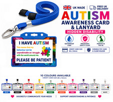 Autism Awareness Card Hidden Disability Lanyard Medical ID Badge I Have Autism
