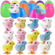 12 Pcs Prefilled Easter Eggs with Wind-up Jumping Toys, Filled Eggs with Toys
