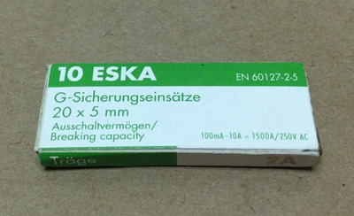 NEW, (LOT OF 7) ESKA EN 60127-2-5, FUSES 20 X 5 MM BREAKING CAPACITY, FREE SHIP