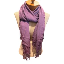 Womens Neck Scarf Fringed Purple Rayon Fall Shawl Soft Fall Winter