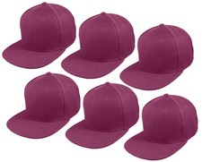 Gelante Plain Blank Flat Brim Adjustable Snapback Baseball Caps LOT 6 Pack Wine