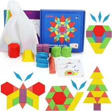 Montessori 155 Piece Shape Puzzle Blocks - Non-Toxic Creative Play for Ages 4-8