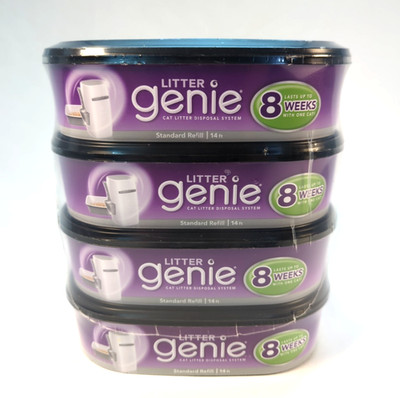 4PK Litter Genie Cat Litter Disposal system Standard Refill 14ft New!