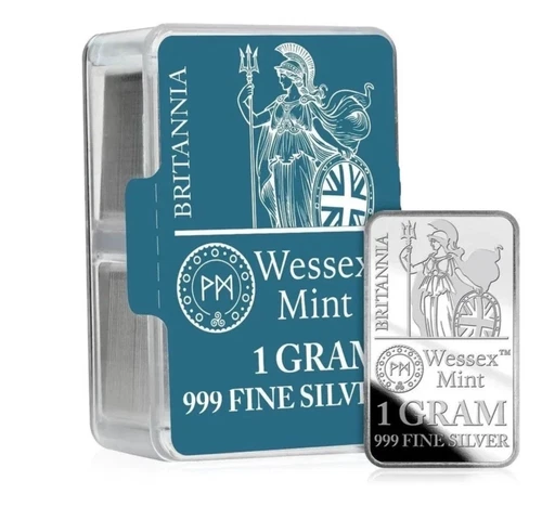 NEW 1g .999 Fine Silver Britannia  1 Gram Bar - The Wessex Mint - UK Seller
