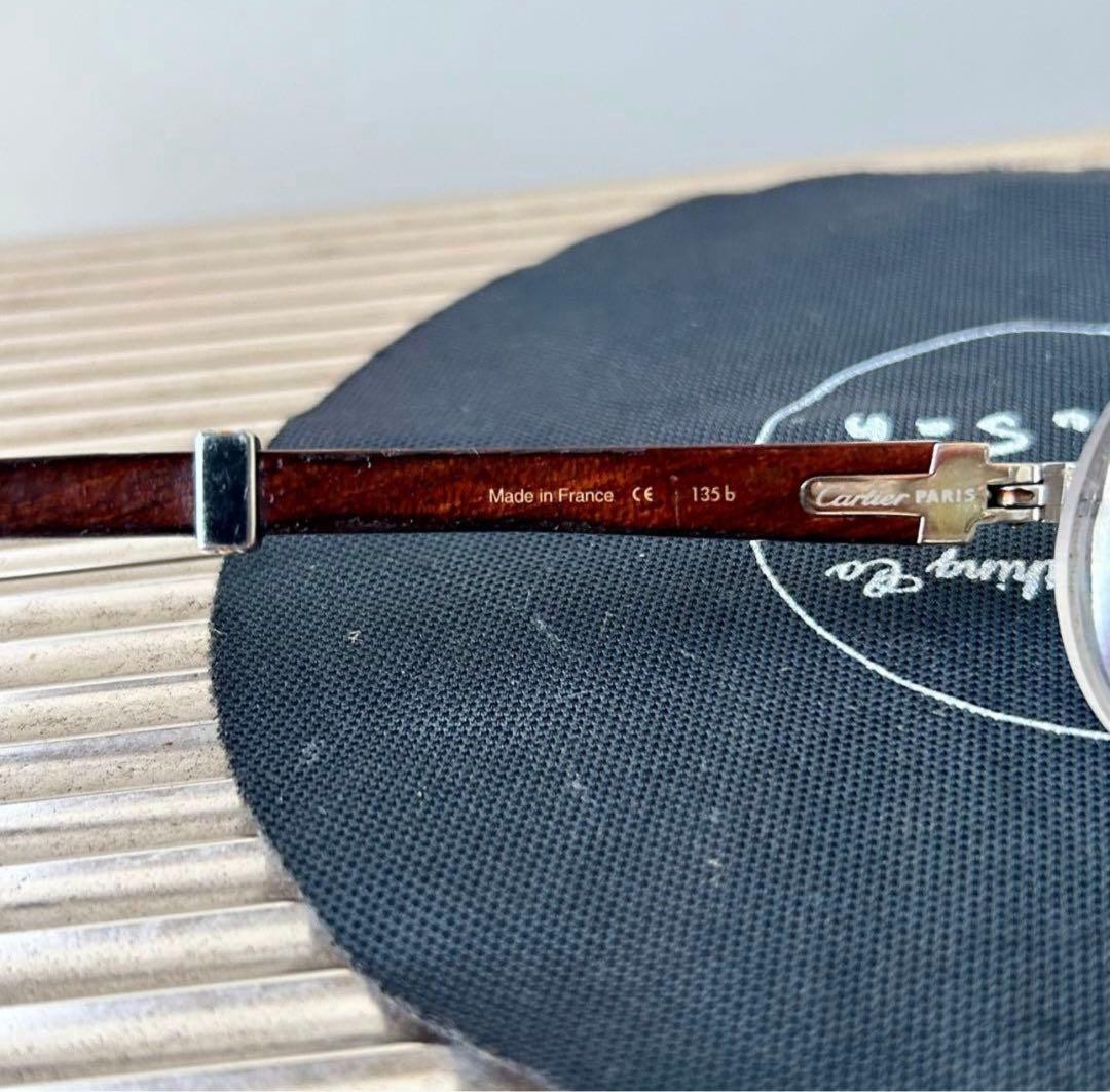 cartier ウッド サングラス 135b 90s Rare 90s Cartier Wood Temple 135b Eyeglasses Vintage C Decor Gold