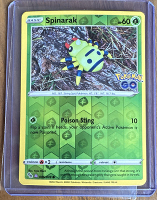 Pokémon TCG Spinarak 006/078 Pokémon GO Reverse Holo Ditto Common HP60 2022