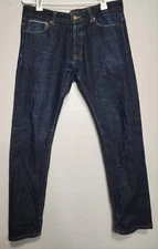 Frank & Oak Selvedge Jeans Mens 32X32 (32x30) Blue Fade Slim Straight