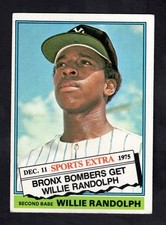 1976 Topps Baseball Card #592T Willie Randolph Traded RC New York Yankees VG-EX