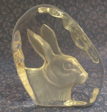 VINTAGE CRISTAL D'ARQUES KLAR & MATTIERT KANINCHEN DESIGN KUNST GLAS BRIEFBESCHWERER
