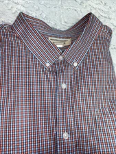 Duluth Trading Co. Wrinkle Fighter Mens 4XL Blue Orange 100% Cotton Relaxed Fit