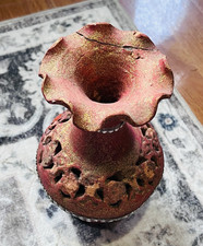 Red Gold Silver Metal Glitter Textured Decorative Freestanding Vase