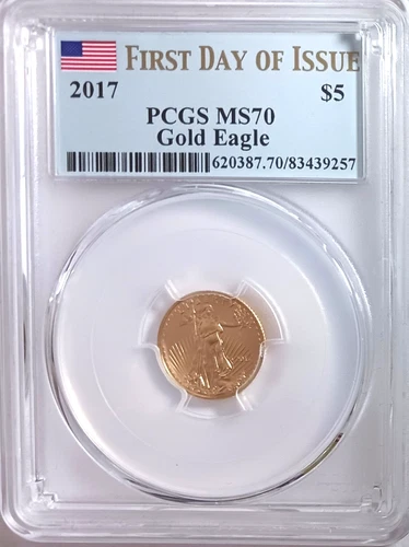 United States 2017 1/10th Ounce Gold $5 Eagle PCGS MS70 First Day Issue