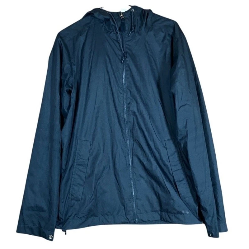 REI Co-Op Mens Jacket Navy Blue Full-Zip Hooded Windbreaker Long Sleeve Small