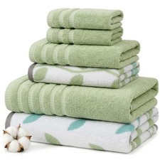 6 PCS Bath Towel Set 100 Cotton Super Absorbent Extra Soft Sage Green Wash
