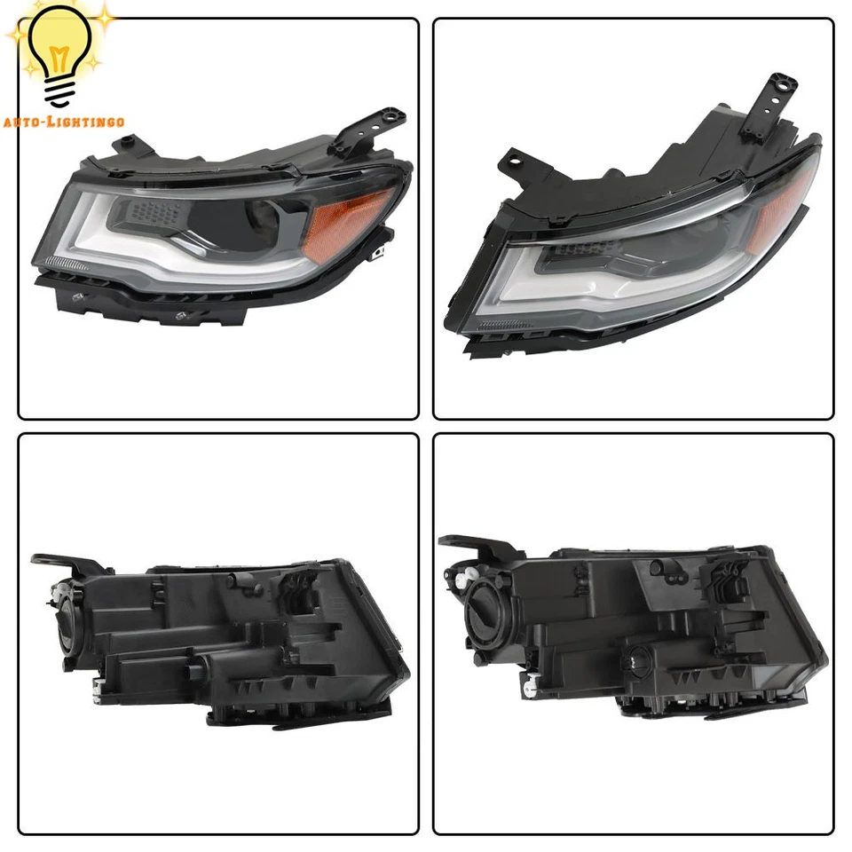 Left Side Headlight For 2017-2021 Jeep Compass HID/Xenon Headlamp LED DRL Black - Image 3 of 4