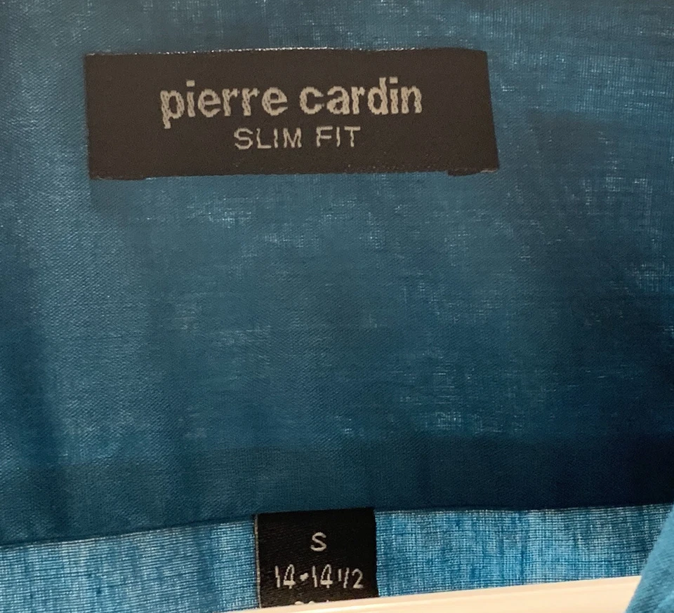 Рубашка мужская Pierre Cardin на пуговицах с длинным рукавом синяя размер S 14-14 1/2 приталенная - Изображение 4 из 4