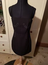 BOOHOO LBD Ladies Short Dress Size 10 Black Sleeveless Strappy Stitch Design
