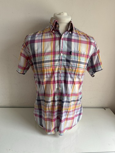 Barbour Plaid Check Button Down Short Sleeved Shirt Cotton Medium Tailored Men’s - Picture 19 of 24