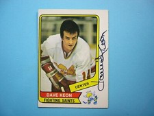 1976/77 O-PEE-CHEE WHA HOCKEY CARD #52 DAVE KEON EX SHARP AUTO AUTOGRAPH OPC