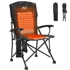 MOPHOTO Foldable Heated Camping Chair for Adult 3 Levels of Heat with Cup Holder